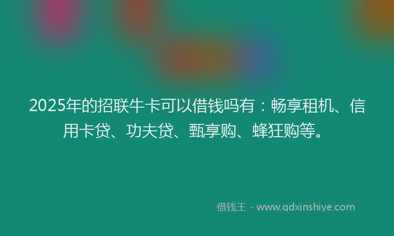 2025年的招联牛卡可以借钱吗有：畅享租机、信用卡贷、功夫贷、甄享购、蜂狂购等。