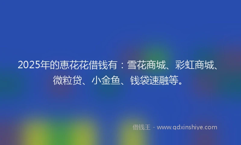 2025年的恵花花借钱有：雪花商城、彩虹商城、微粒贷、小金鱼、钱袋速融等。