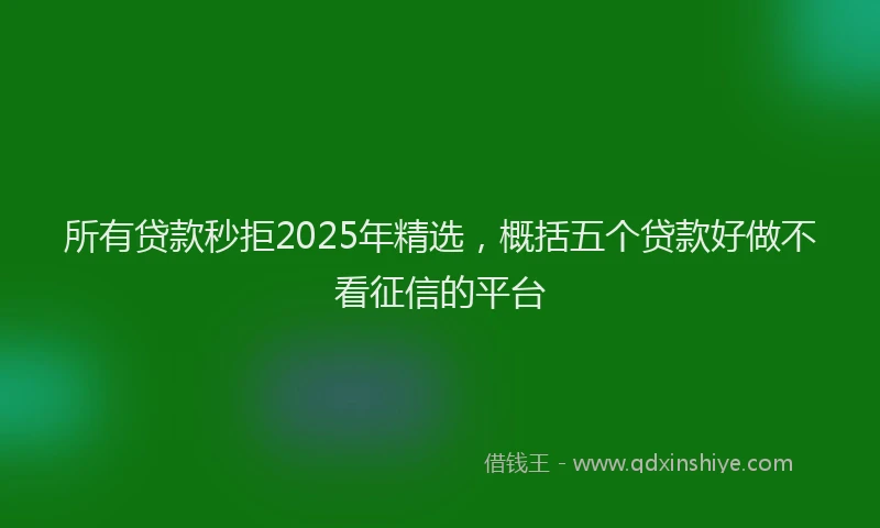 所有贷款秒拒2025年精选，概括五个贷款好做不看征信的平台