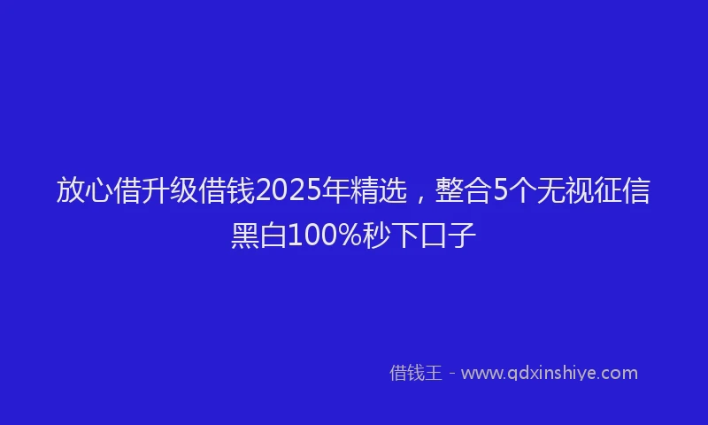 放心借升级借钱2025年精选，整合5个无视征信黑白100%秒下口子