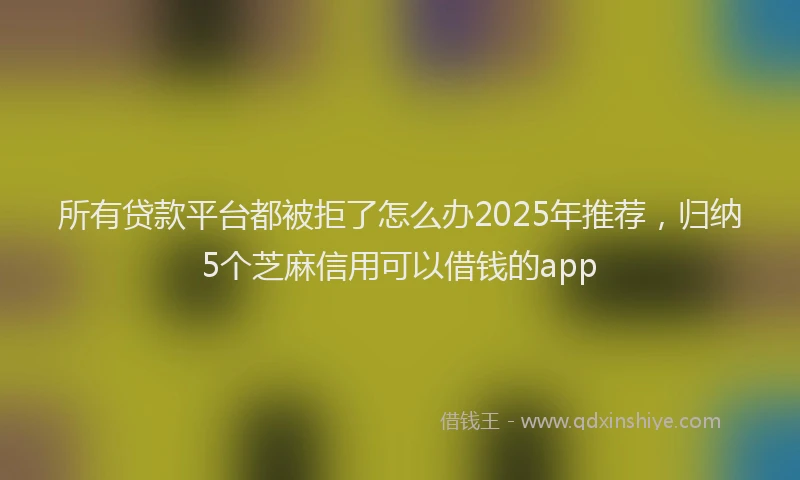 所有贷款平台都被拒了怎么办2025年推荐，归纳5个芝麻信用可以借钱的app