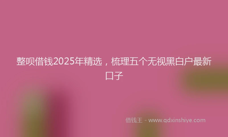 整呗借钱2025年精选，梳理五个无视黑白户最新口子