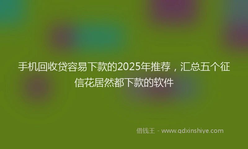 手机回收贷容易下款的2025年推荐，汇总五个征信花居然都下款的软件