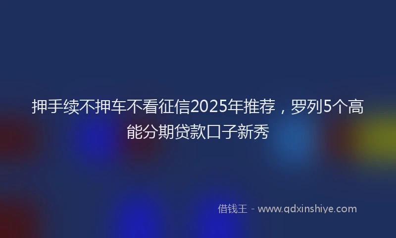 押手续不押车不看征信2025年推荐，罗列5个高能分期贷款口子新秀