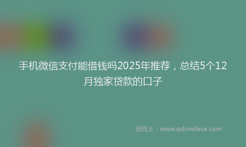 手机微信支付能借钱吗2025年推荐，总结5个12月独家贷款的口子