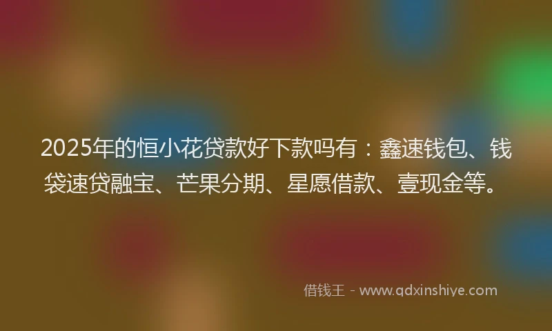 2025年的恒小花贷款好下款吗有：鑫速钱包、钱袋速贷融宝、芒果分期、星愿借款、壹现金等。