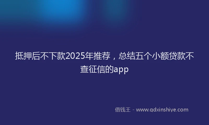 抵押后不下款2025年推荐，总结五个小额贷款不查征信的app
