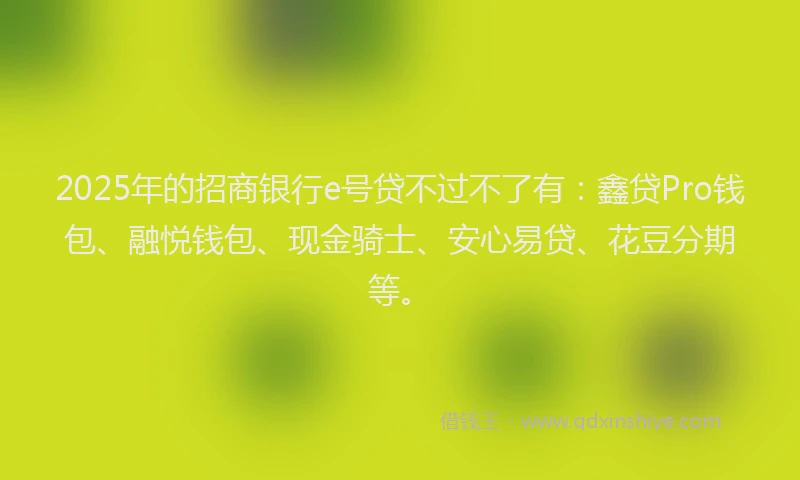 2025年的招商银行e号贷不过不了有：鑫贷Pro钱包、融悦钱包、现金骑士、安心易贷、花豆分期等。