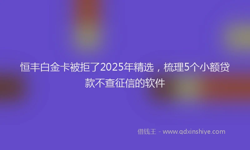 恒丰白金卡被拒了2025年精选，梳理5个小额贷款不查征信的软件