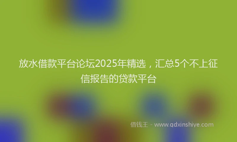 放水借款平台论坛2025年精选，汇总5个不上征信报告的贷款平台