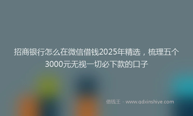 招商银行怎么在微信借钱2025年精选，梳理五个3000元无视一切必下款的口子