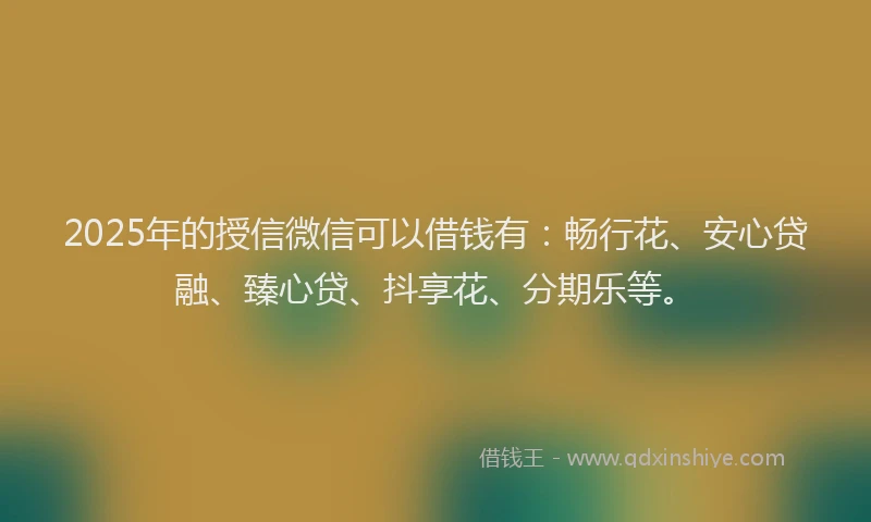 2025年的授信微信可以借钱有：畅行花、安心贷融、臻心贷、抖享花、分期乐等。