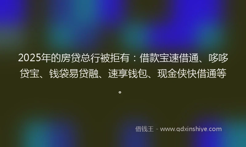 2025年的房贷总行被拒有：借款宝速借通、哆哆贷宝、钱袋易贷融、速享钱包、现金侠快借通等。
