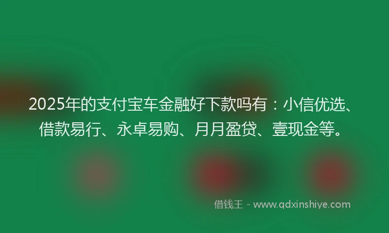 2025年的支付宝车金融好下款吗有：小信优选、借款易行、永卓易购、月月盈贷、壹现金等。