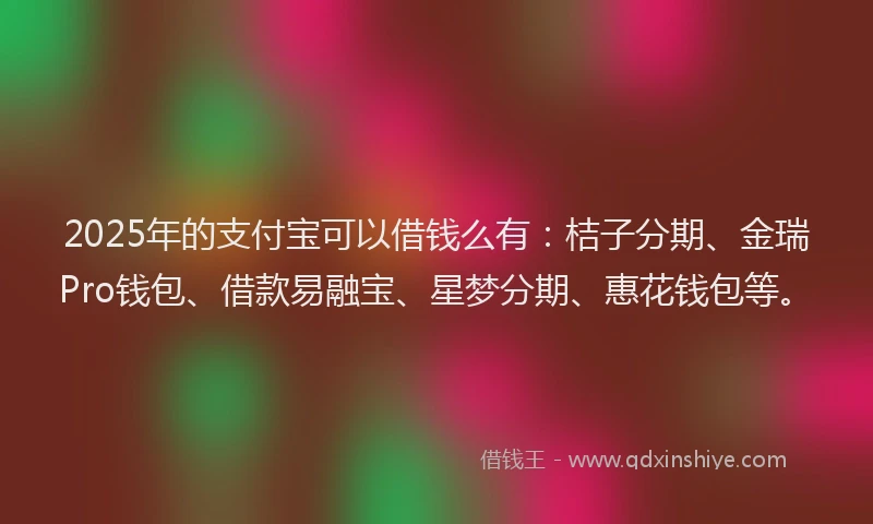 2025年的支付宝可以借钱么有：桔子分期、金瑞Pro钱包、借款易融宝、星梦分期、惠花钱包等。