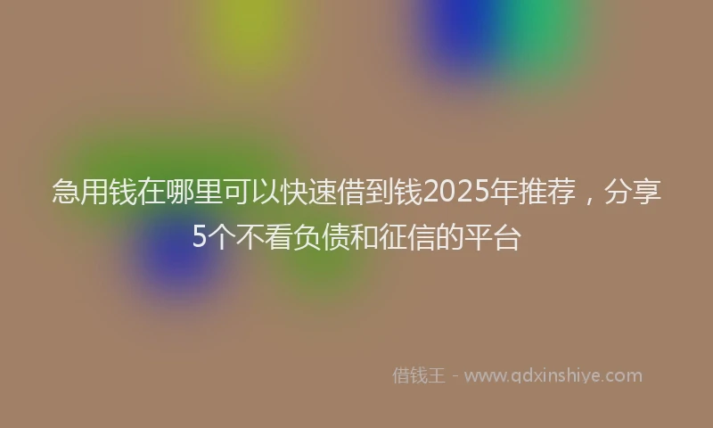 急用钱在哪里可以快速借到钱2025年推荐，分享5个不看负债和征信的平台