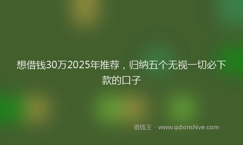 想借钱30万2025年推荐，归纳五个无视一切必下款的口子