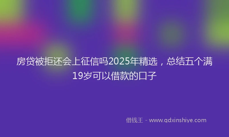房贷被拒还会上征信吗2025年精选，总结五个满19岁可以借款的口子