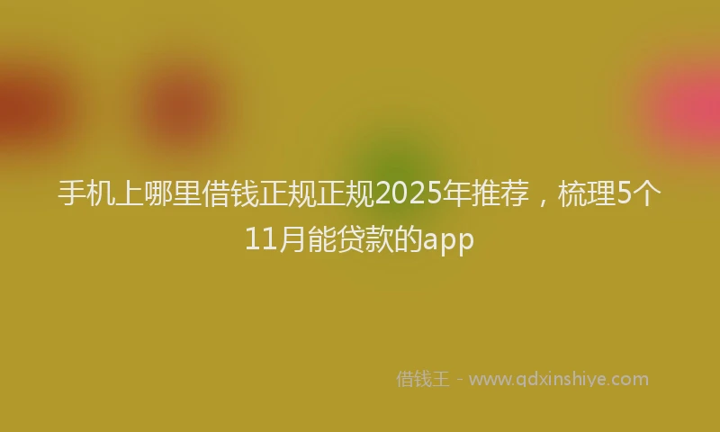 手机上哪里借钱正规正规2025年推荐，梳理5个11月能贷款的app