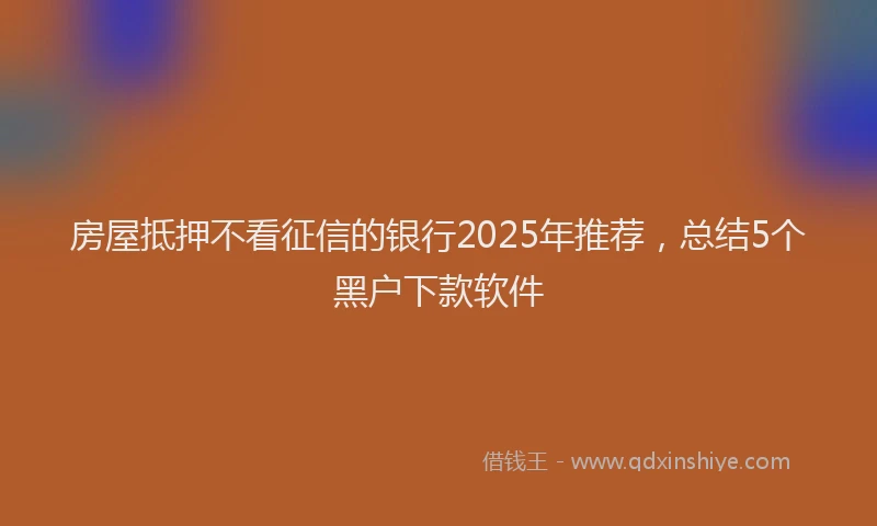 房屋抵押不看征信的银行2025年推荐，总结5个黑户下款软件