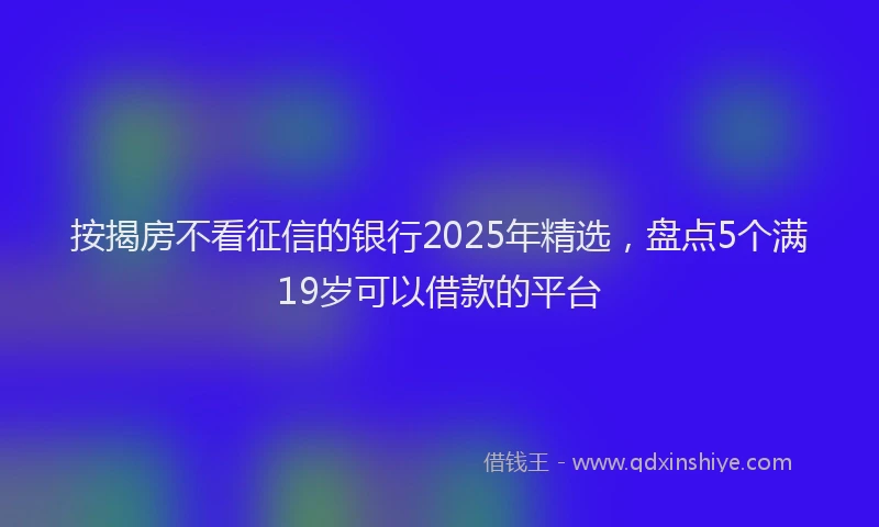 按揭房不看征信的银行2025年精选，盘点5个满19岁可以借款的平台