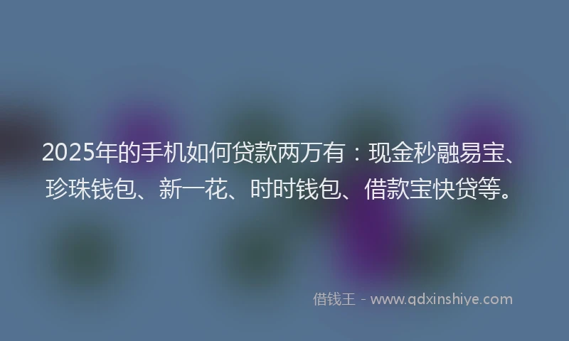 2025年的手机如何贷款两万有：现金秒融易宝、珍珠钱包、新一花、时时钱包、借款宝快贷等。