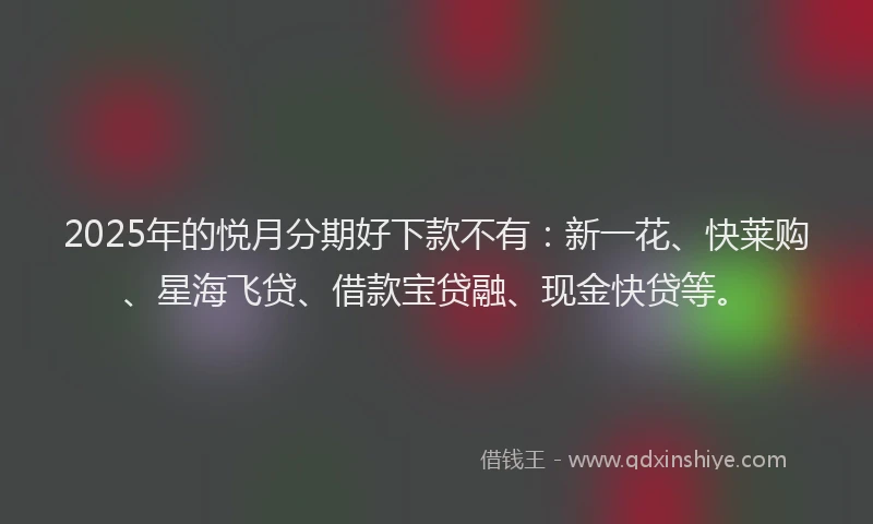 2025年的悦月分期好下款不有：新一花、快莱购、星海飞贷、借款宝贷融、现金快贷等。