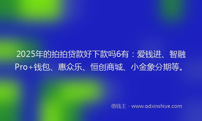 2025年的拍拍贷款好下款吗6有：爱钱进、智融Pro+钱包、惠众乐、恒创商城、小金象分期等。