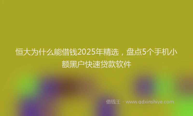 恒大为什么能借钱2025年精选，盘点5个手机小额黑户快速贷款软件