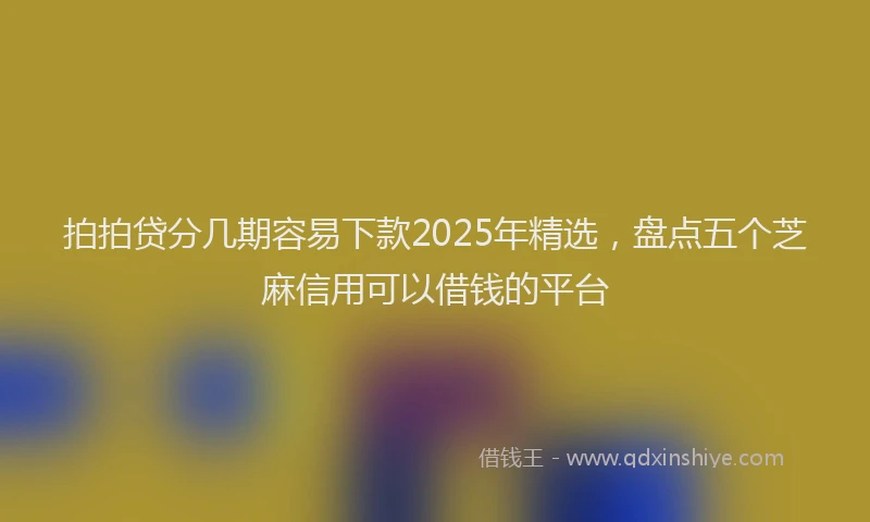 拍拍贷分几期容易下款2025年精选，盘点五个芝麻信用可以借钱的平台