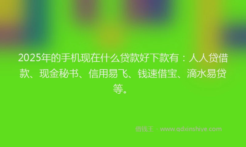 2025年的手机现在什么贷款好下款有：人人贷借款、现金秘书、信用易飞、钱速借宝、滴水易贷等。