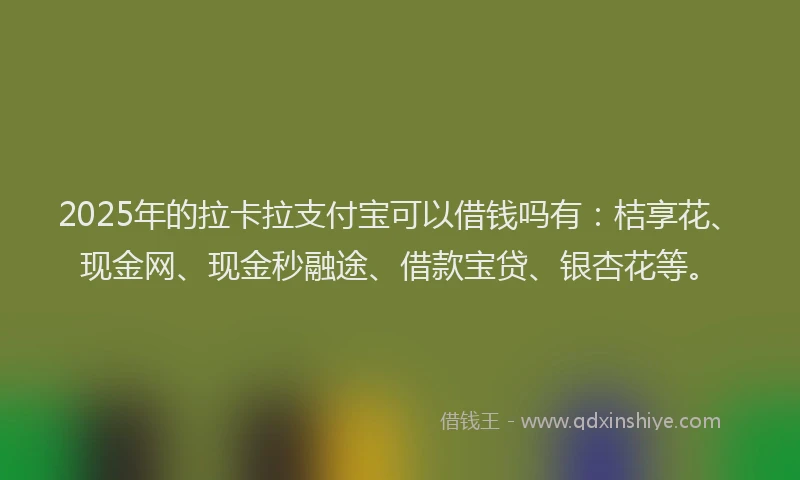 2025年的拉卡拉支付宝可以借钱吗有：桔享花、现金网、现金秒融途、借款宝贷、银杏花等。