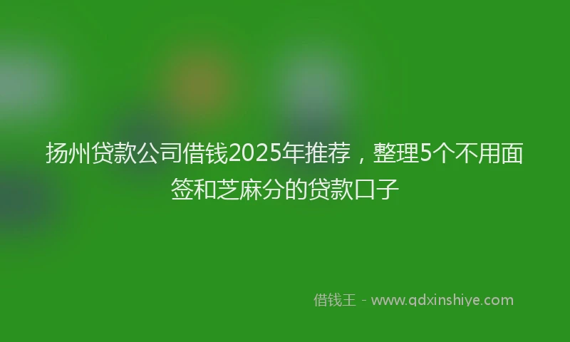 扬州贷款公司借钱2025年推荐，整理5个不用面签和芝麻分的贷款口子