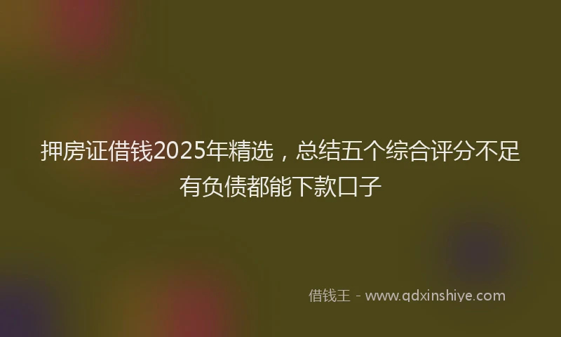 押房证借钱2025年精选，总结五个综合评分不足有负债都能下款口子