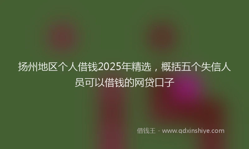 扬州地区个人借钱2025年精选，概括五个失信人员可以借钱的网贷口子