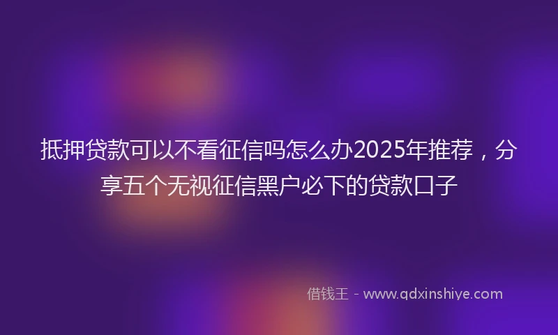 抵押贷款可以不看征信吗怎么办2025年推荐，分享五个无视征信黑户必下的贷款口子
