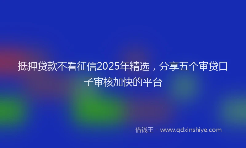 抵押贷款不看征信2025年精选，分享五个审贷口子审核加快的平台