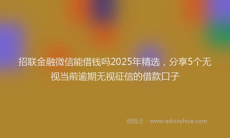 招联金融微信能借钱吗2025年精选，分享5个无视当前逾期无视征信的借款口子