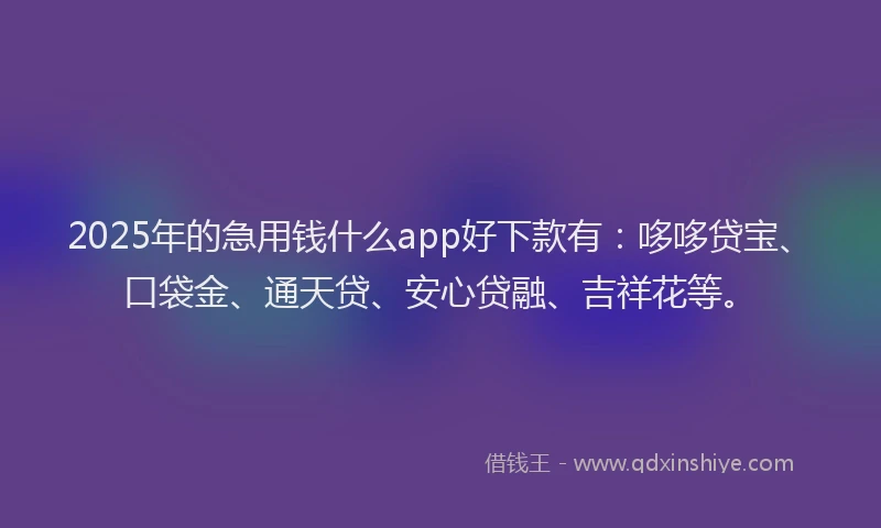 2025年的急用钱什么app好下款有：哆哆贷宝、口袋金、通天贷、安心贷融、吉祥花等。
