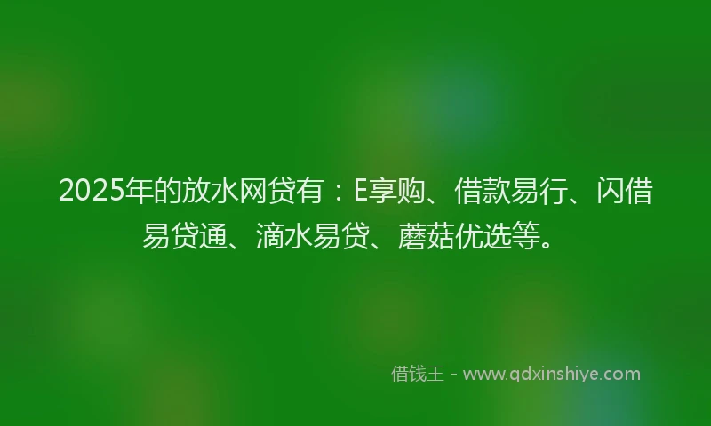2025年的放水网贷有：E享购、借款易行、闪借易贷通、滴水易贷、蘑菇优选等。