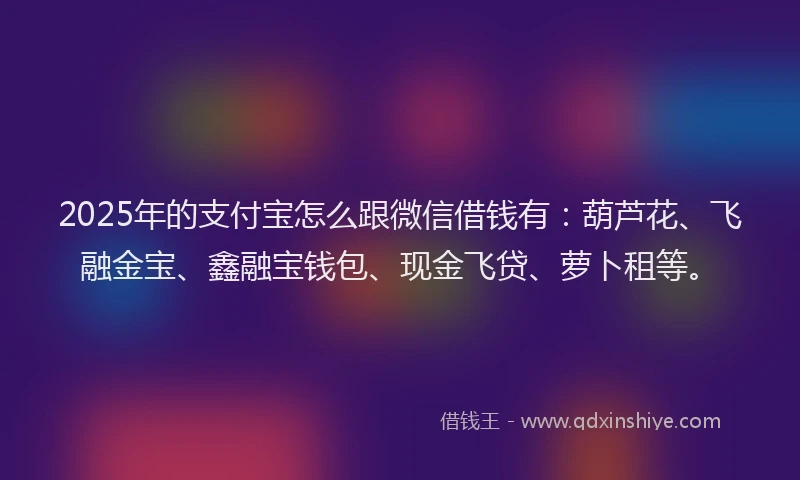 2025年的支付宝怎么跟微信借钱有：葫芦花、飞融金宝、鑫融宝钱包、现金飞贷、萝卜租等。
