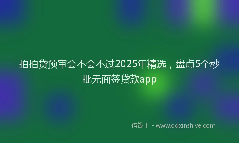 拍拍贷预审会不会不过2025年精选，盘点5个秒批无面签贷款app