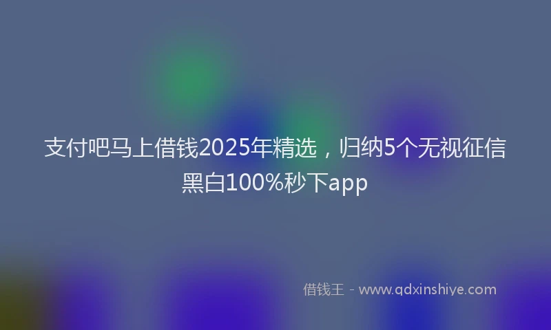 支付吧马上借钱2025年精选，归纳5个无视征信黑白100%秒下app