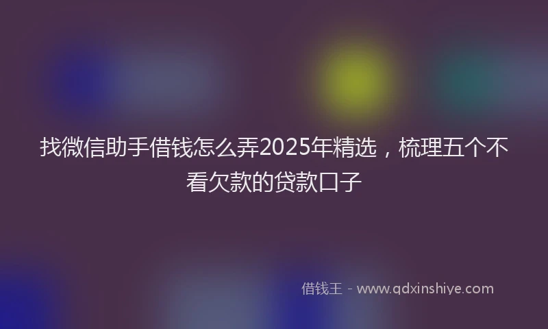 找微信助手借钱怎么弄2025年精选，梳理五个不看欠款的贷款口子