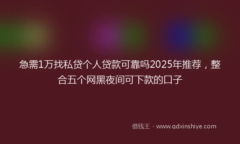 急需1万找私贷个人贷款可靠吗2025年推荐，整合五个网黑夜间可下款的口子