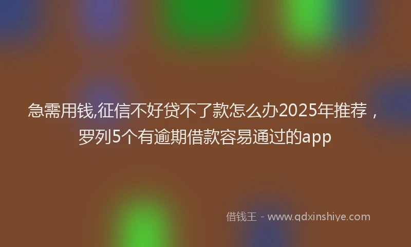 急需用钱,征信不好贷不了款怎么办2025年推荐，罗列5个有逾期借款容易通过的app