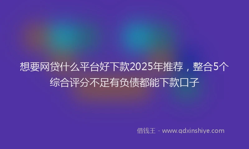 想要网贷什么平台好下款2025年推荐，整合5个综合评分不足有负债都能下款口子