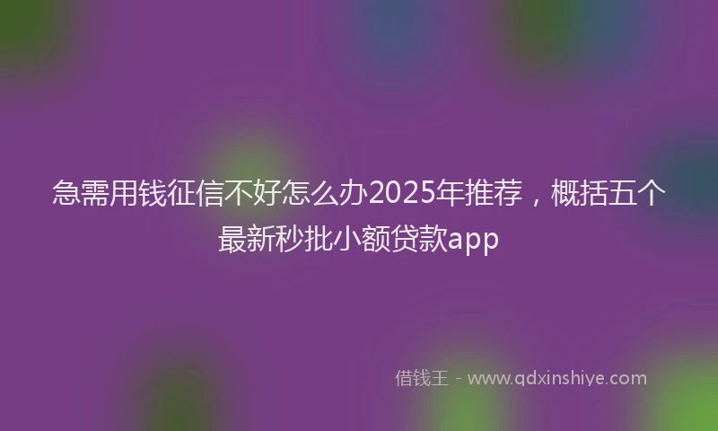 急需用钱征信不好怎么办2025年推荐，概括五个最新秒批小额贷款app