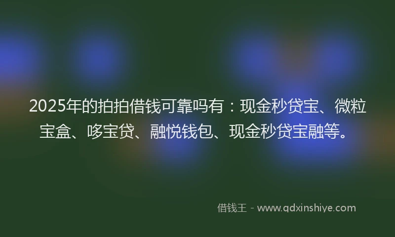 2025年的拍拍借钱可靠吗有：现金秒贷宝、微粒宝盒、哆宝贷、融悦钱包、现金秒贷宝融等。