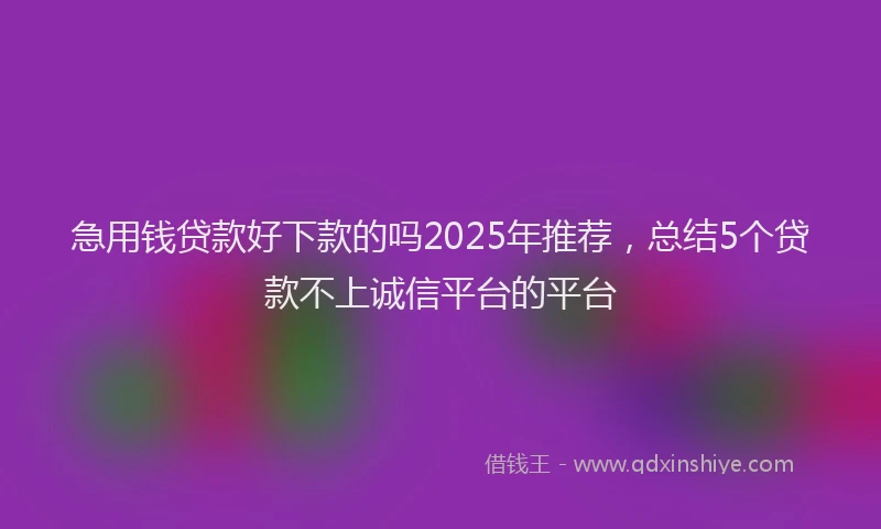 急用钱贷款好下款的吗2025年推荐，总结5个贷款不上诚信平台的平台